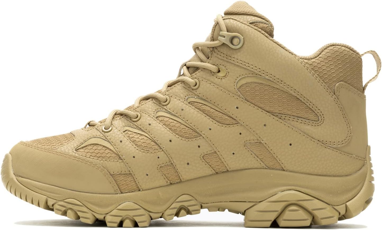Мужские тактические ботинки Merrell Moab 3 Mid с водонепроницаемой мембраной, верх из лакированной кожи и сетки, для боевых действий, походов и работы, Dark Coyote — фото 3