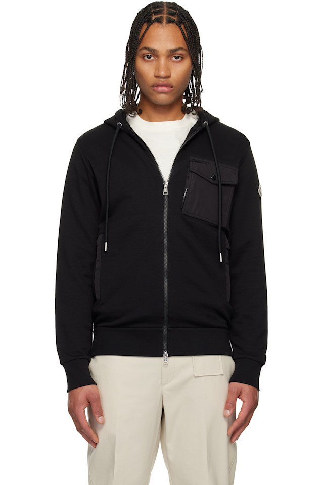 

Толстовка на молнии из смесовой хлопковой ткани Moncler, черный