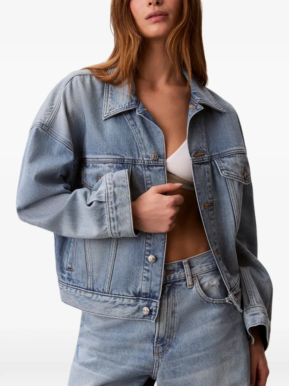 Джинсовая куртка с логотипом-нашивкой Calvin Klein, синий — фото 4