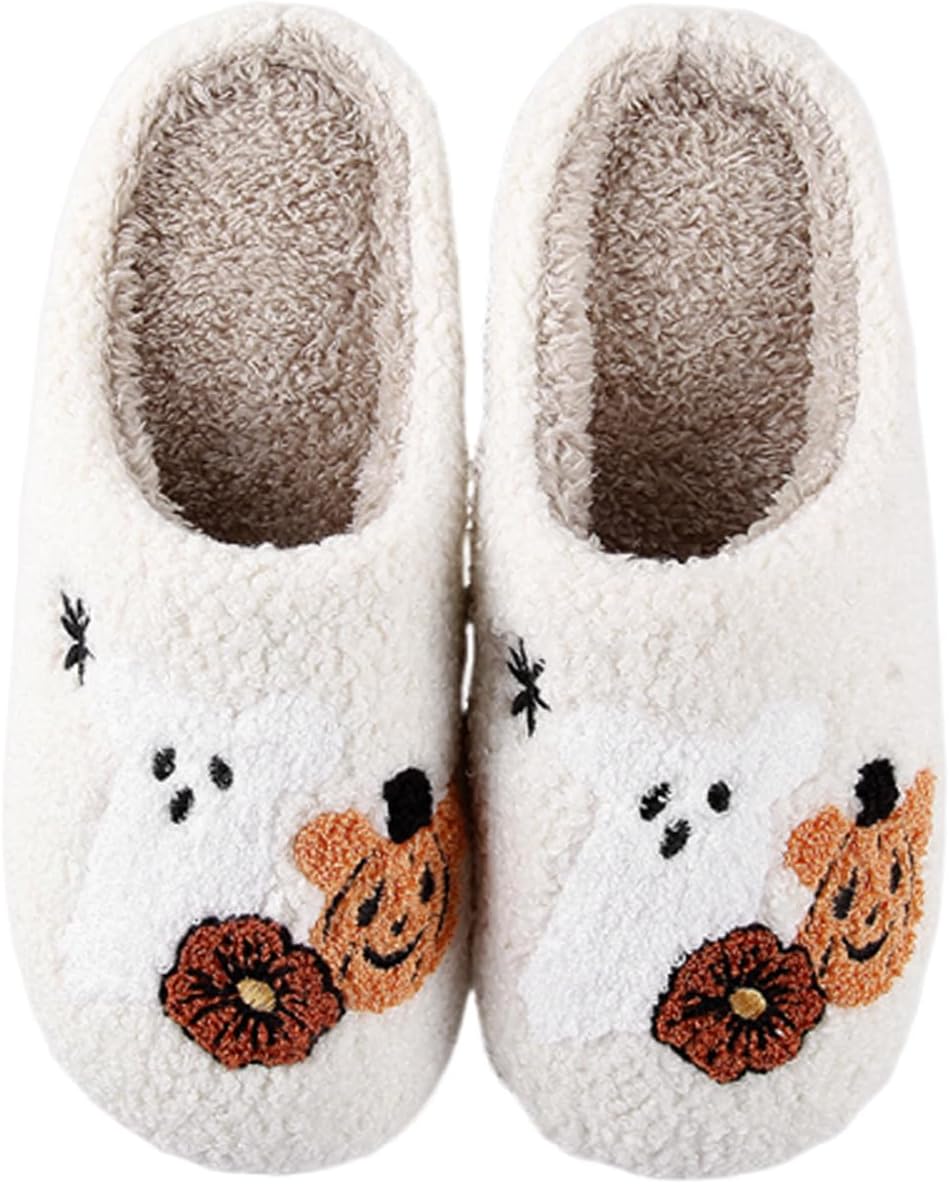 

Тапочки с тыквами на Хэллоуин для женщин и мужчин, уютные плюшевые тапочки с эффектом памяти для дома для пары Poispois, Pumpkin/B6