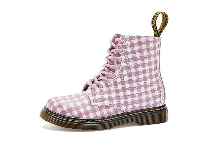 Ботинки кожаные 1460 Pascal Dr. Martens Kid's Collection, White/Dusty Rose Gingham