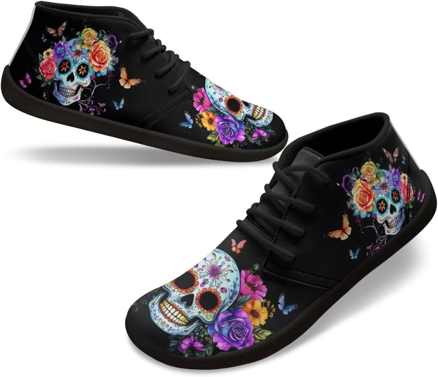 

Мужские кроссовки UNICEU босоногого типа с широким носком, легкие прогулочные кроссовки, противоскользящие низкие повседневные спортивные кроссовки/тренеры, Butterfly Flower Skeleton