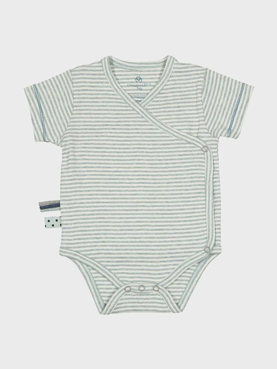 Комбинезон/боди 'OrganicEra Organic Baby S/S Kimono Body, Striped' Organicera, Aqua