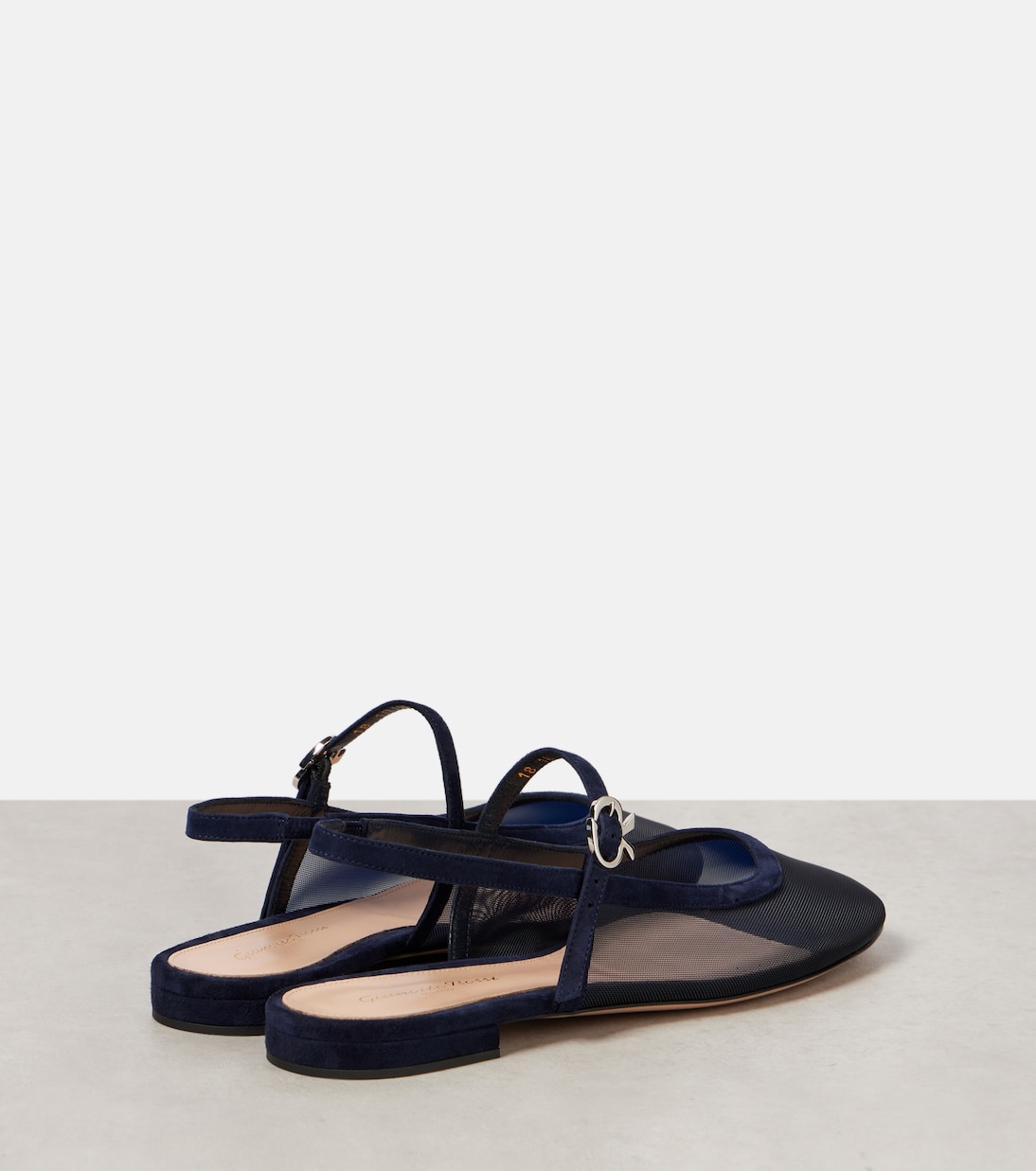 Балетки из органзы с кожаной отделкой Gianvito Rossi, Denim + Denim — фото 2