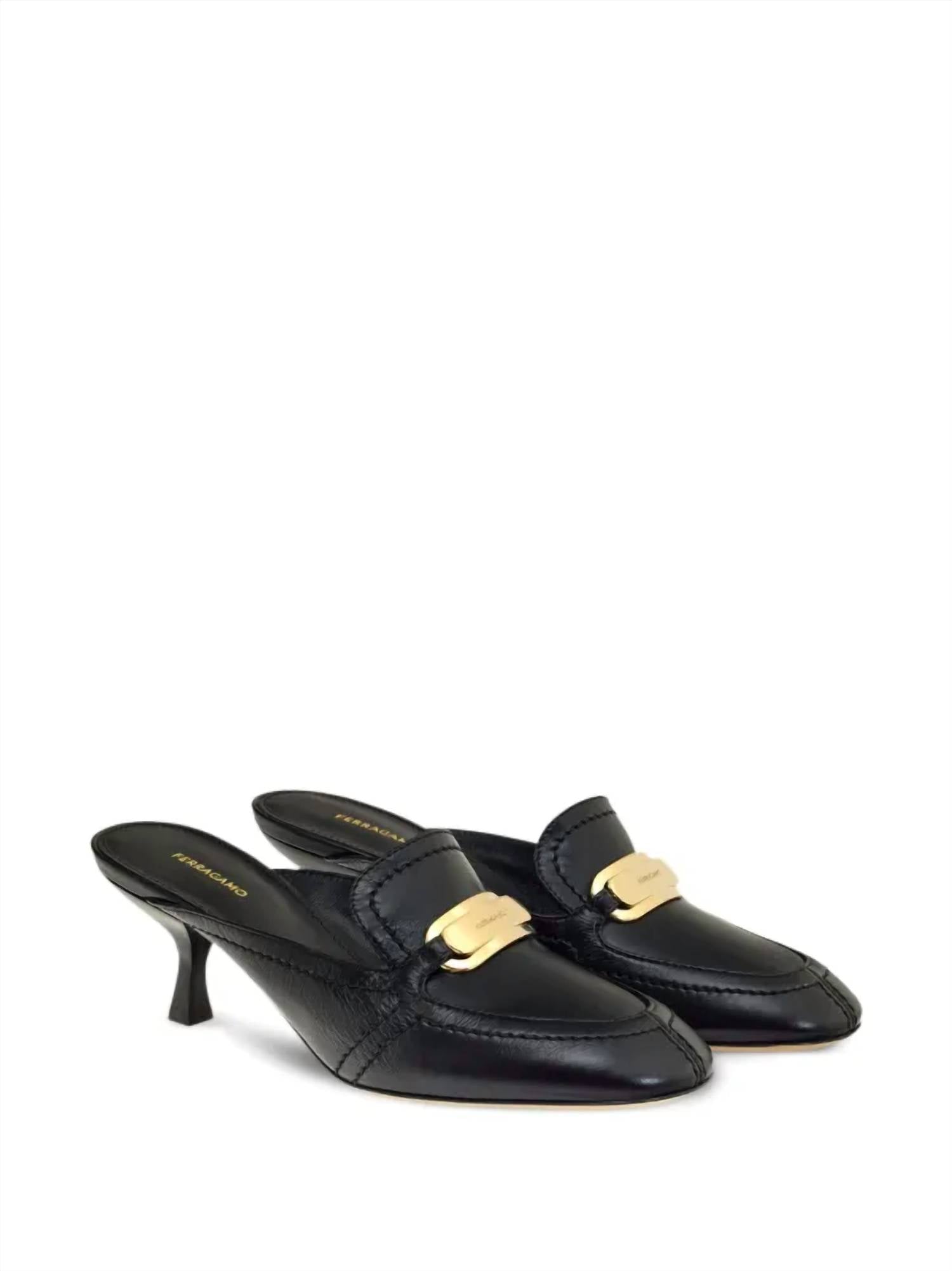 Мюли Elodye Slip в черном цвете Salvatore Ferragamo