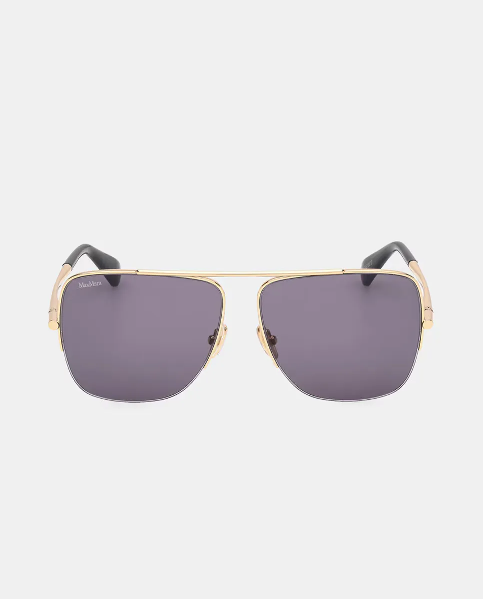 

Женские солнцезащитные очки-пилоты в металлической оправе золотого цвета Max Mara, золотой
