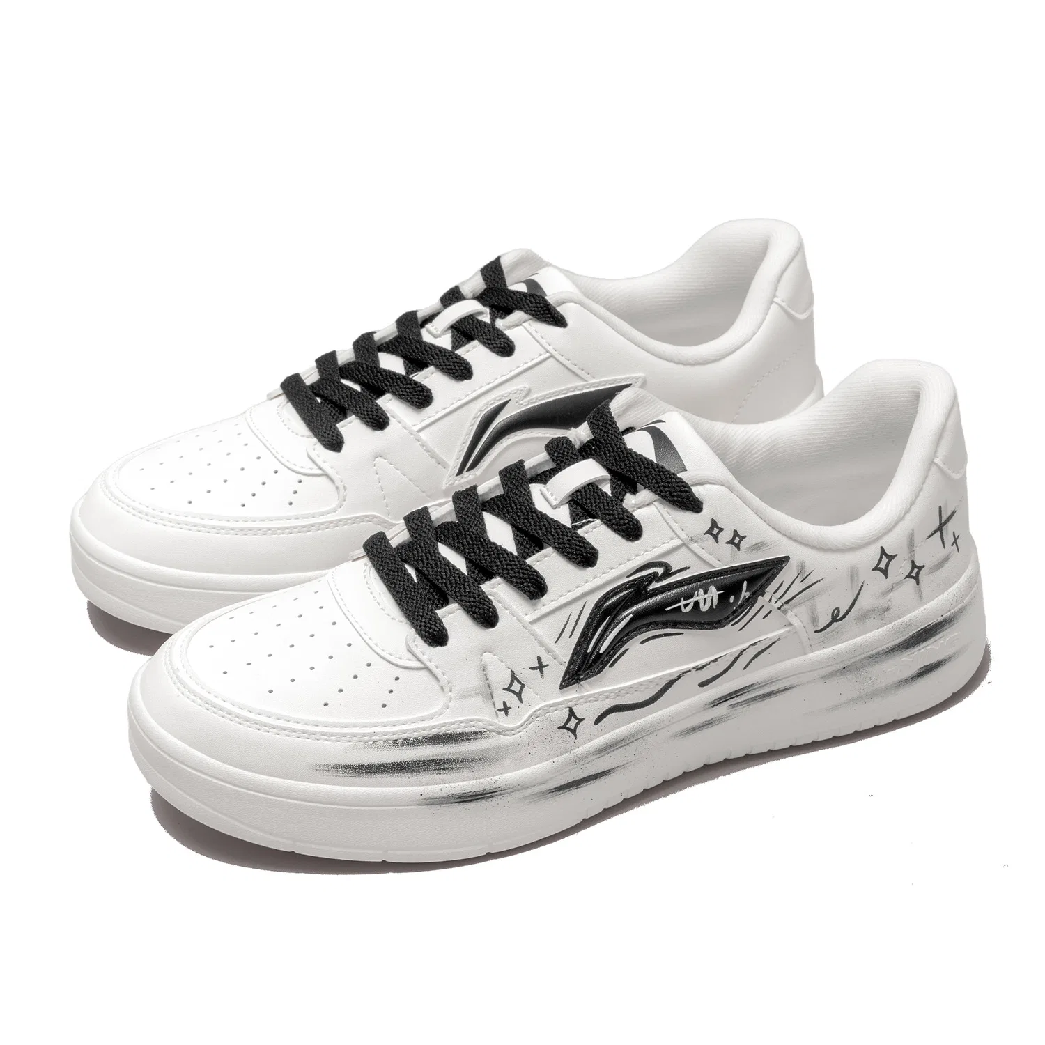 Кроссовки кеды с граффити Li-Ning White/Black — фото 4