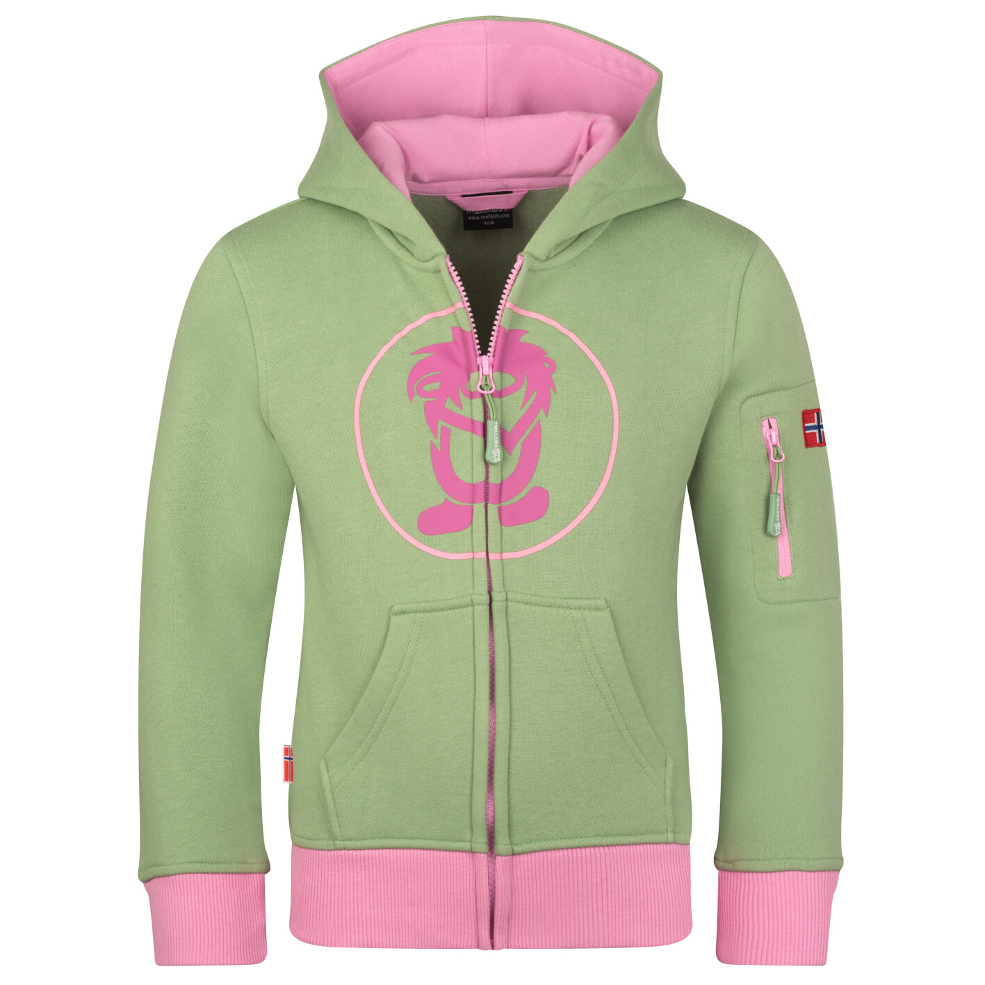 

Толстовка с капюшоном Trollkids Kids Sortland, цвет Pistachio Green/Mallow Pink