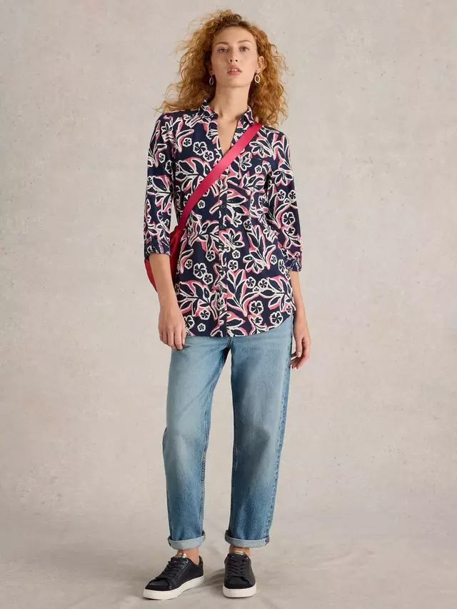 

Рубашка White Stuff Annie Leaves Longline, цвет navy/multi