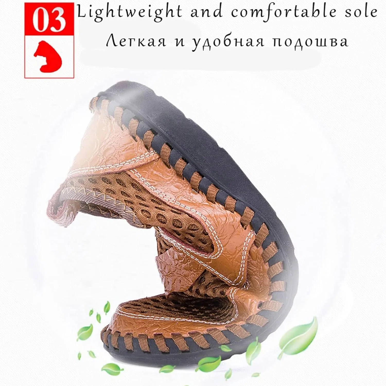 Generic Мужские сандалии Herren - Mesh Casual Schuhe Lederlaafer Herren Outdoor - Lederschuhe atmungsaktive Handgefertigte Wohnungen Summer - Sneakerschwarz, 11,5 UK — фото 2