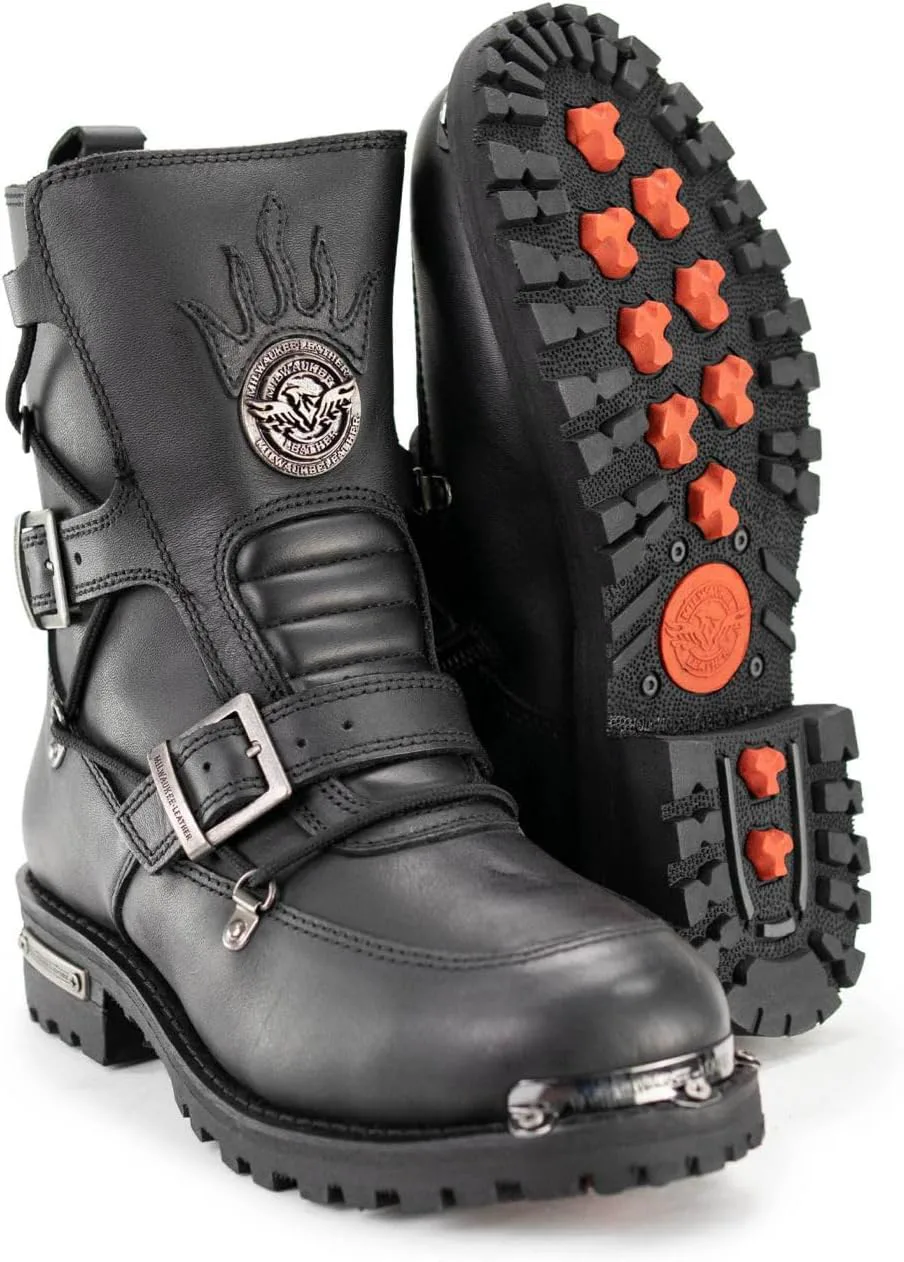 Мужские байкерские ботинки Milwaukee Leather с гладким носком - кожаные мотоботы - размер 11 ‎Milwaukee Leather, черный — фото 4