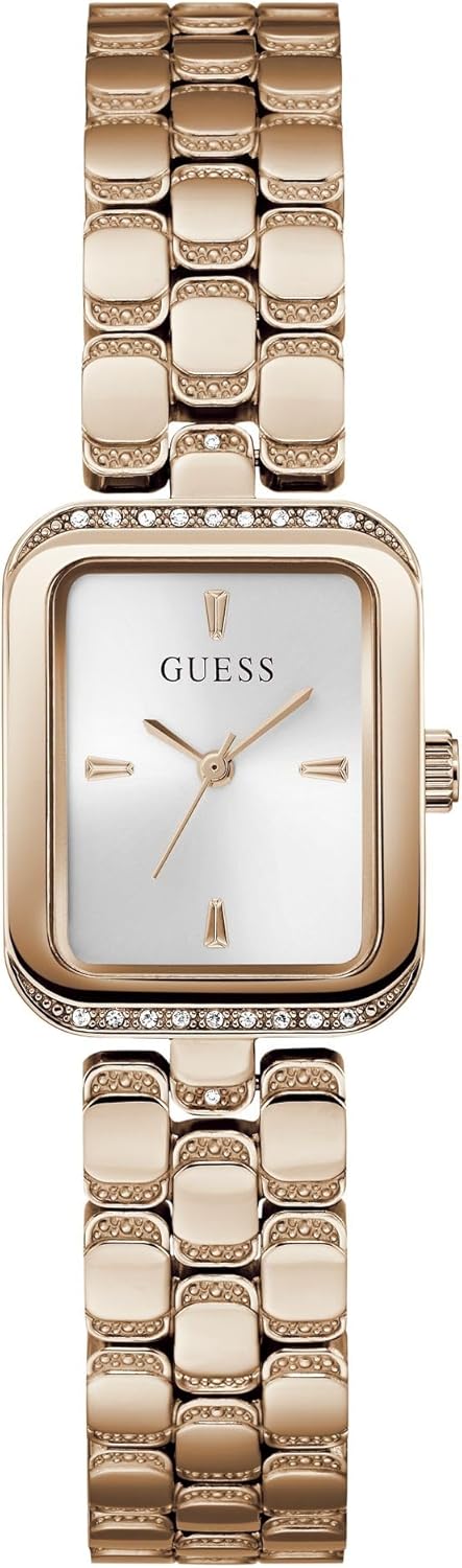 

Часы GUESS с квадратным аналоговым циферблатом цвета розового золота