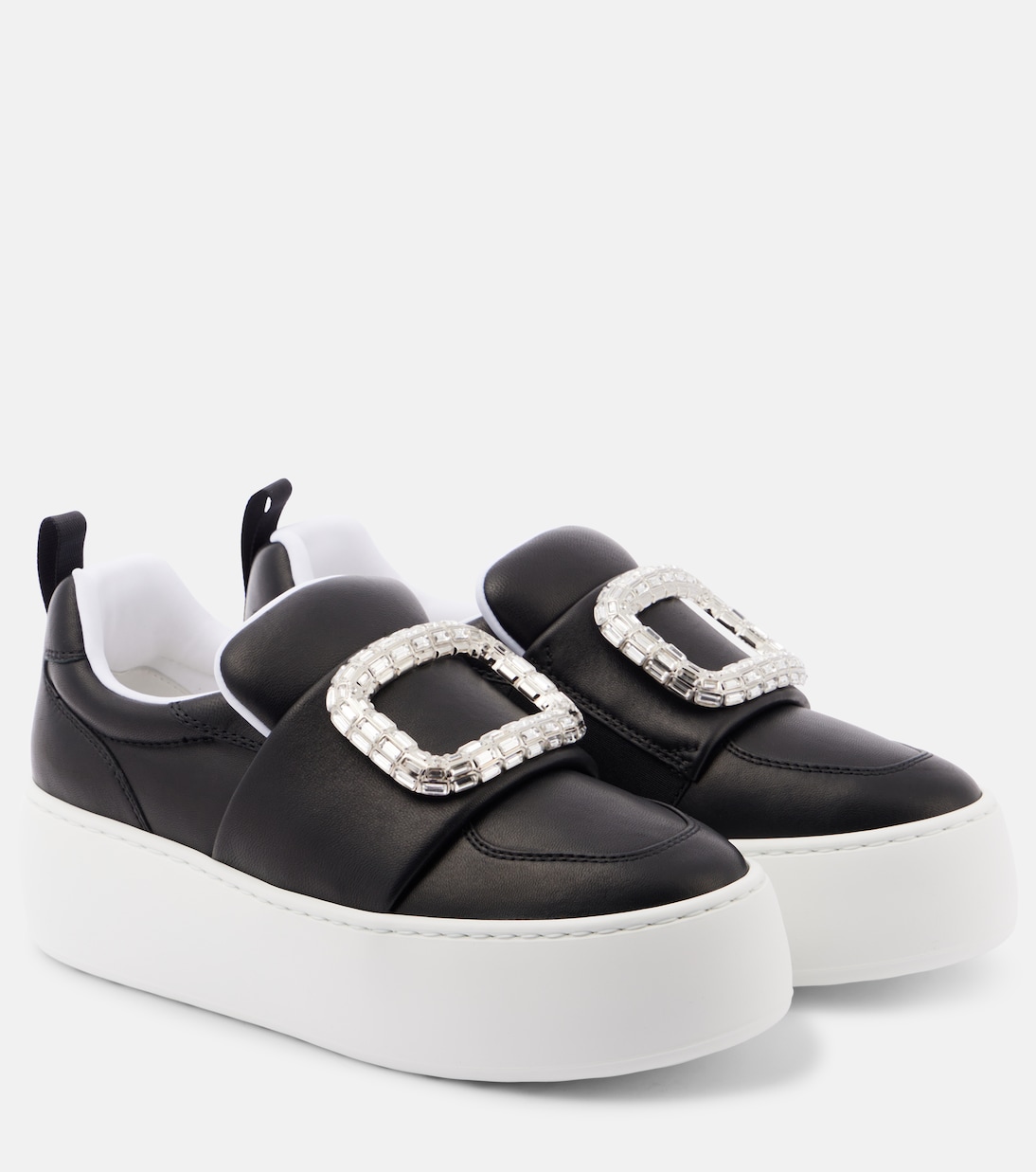 Кроссовки Puffy Choc из кожи на платформе Roger Vivier, Nero