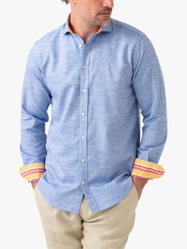 

Хлопковая рубашка с льняной примесью Regular Fit KOY, Deep Blue