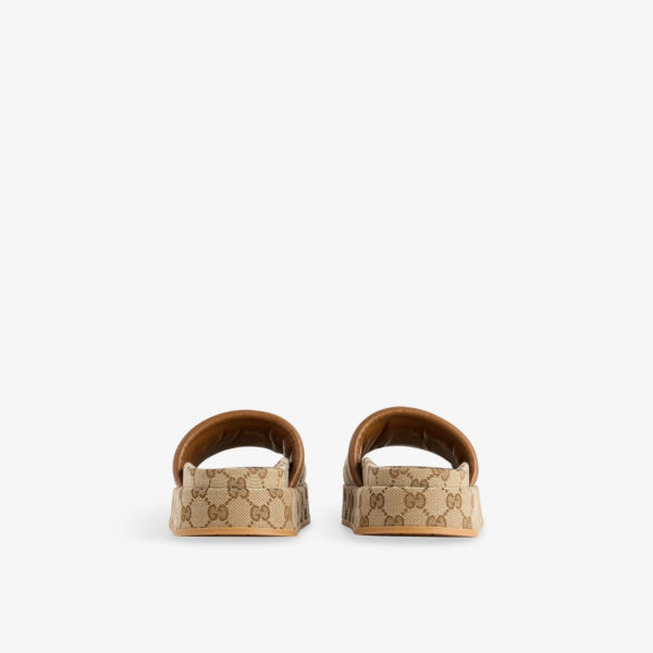 Босоножки Gucci Clarice на платформе, бежевый — фото 4
