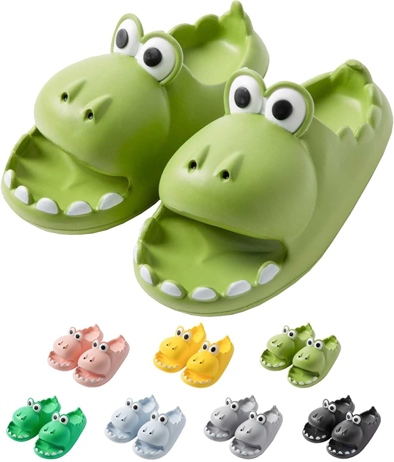 

LXLHZD Милые тапочки-сланцы с динозавром для женщин и мужчин, 4 см, супер мягкие, с толстой подошвой, домашние тапочки, шлепанцы для душа, открытый носок, летние пляжные и домашние тапочки, зеленый