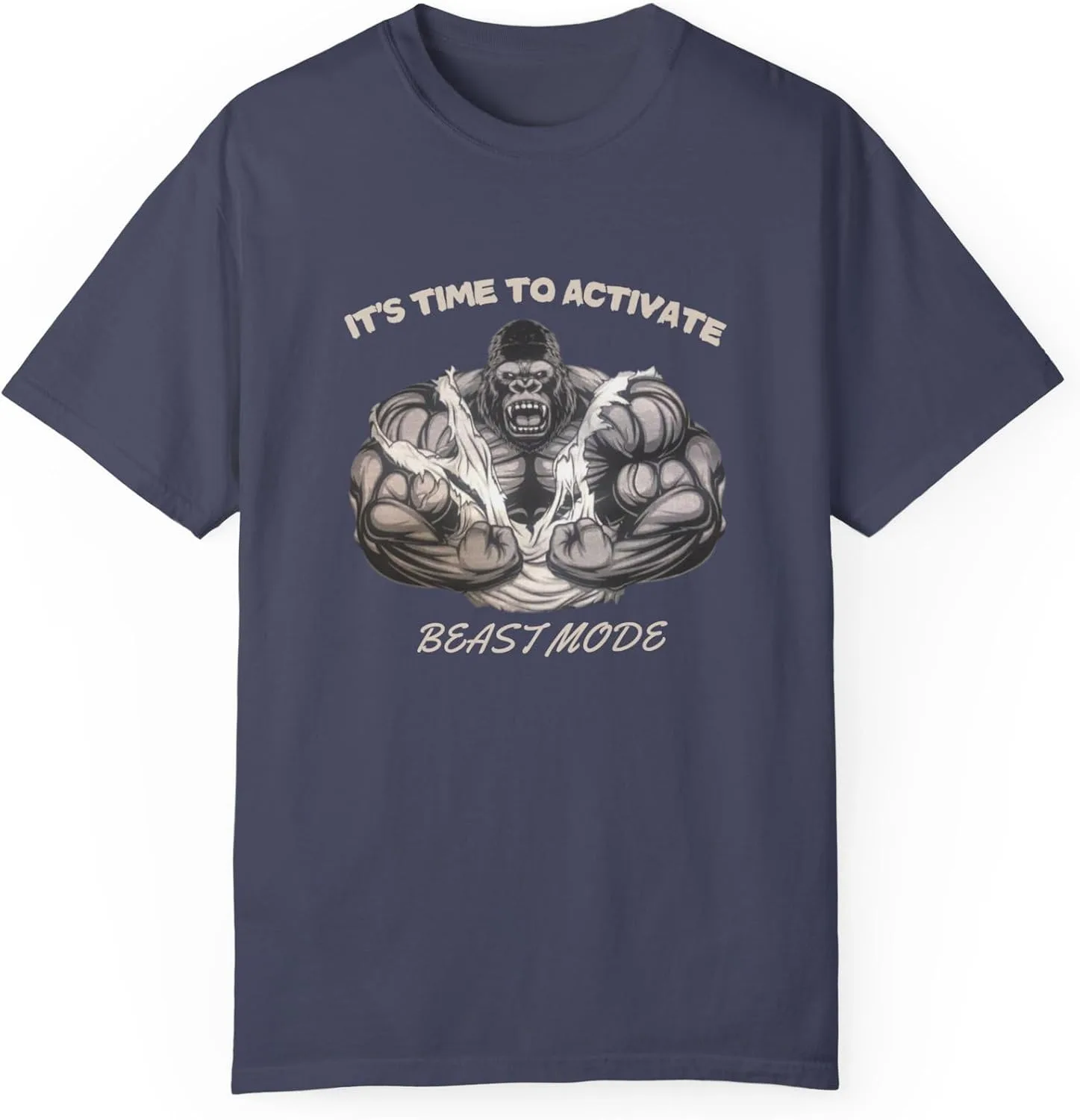 Футболка Beast Mode Activated, мотивационная майка для фитнеса, одежда для тренировок, футболка для набора мышечной массы, унисекс майка Garment-Dyed GENERIC, Denim