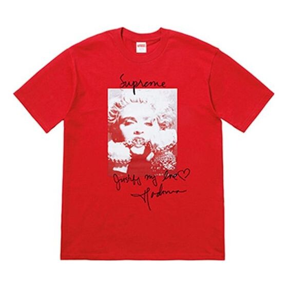 

Футболка fw18 madonna tee red printing short sleeve Supreme, красный