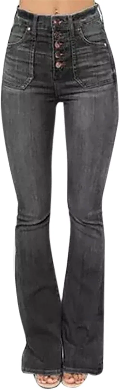 Джинсы клеш с высокой талией, левантин, черный