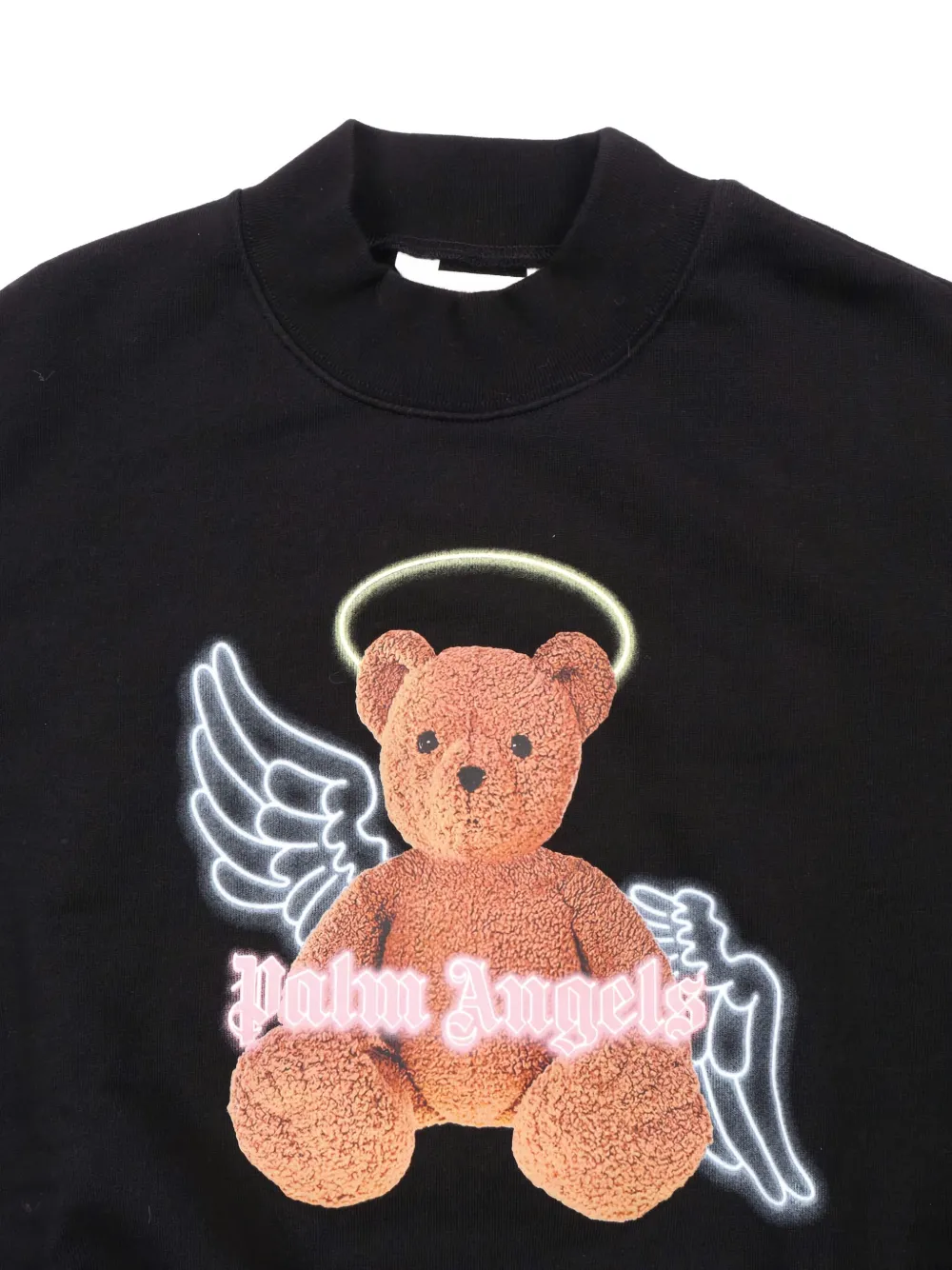 Свитшот с медведем-ангелом и круглым вырезом Palm Angels Kids, черный — фото 3