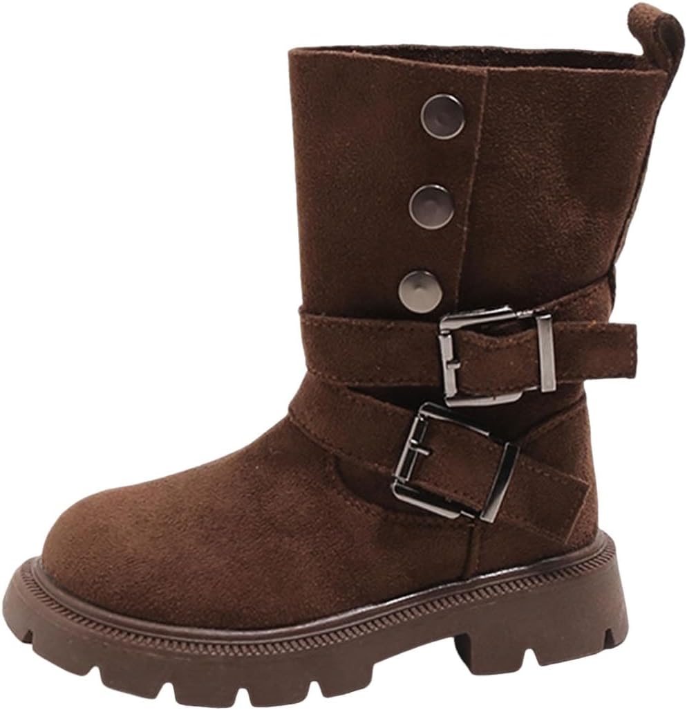 

Детские ботинки для девочек IWIHMIV, сапожки для верховой езды, модные, удобные, с противоскользящей подошвой, с округлым носком, до середины голени, Coffee