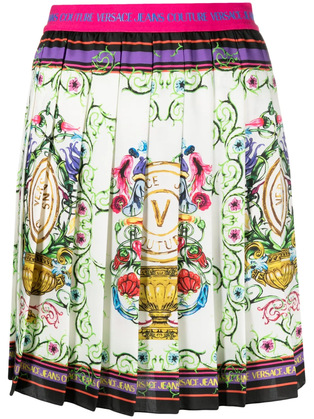 

Юбка мини с принтом V-Emblem Garden Versace Jeans Couture, белый