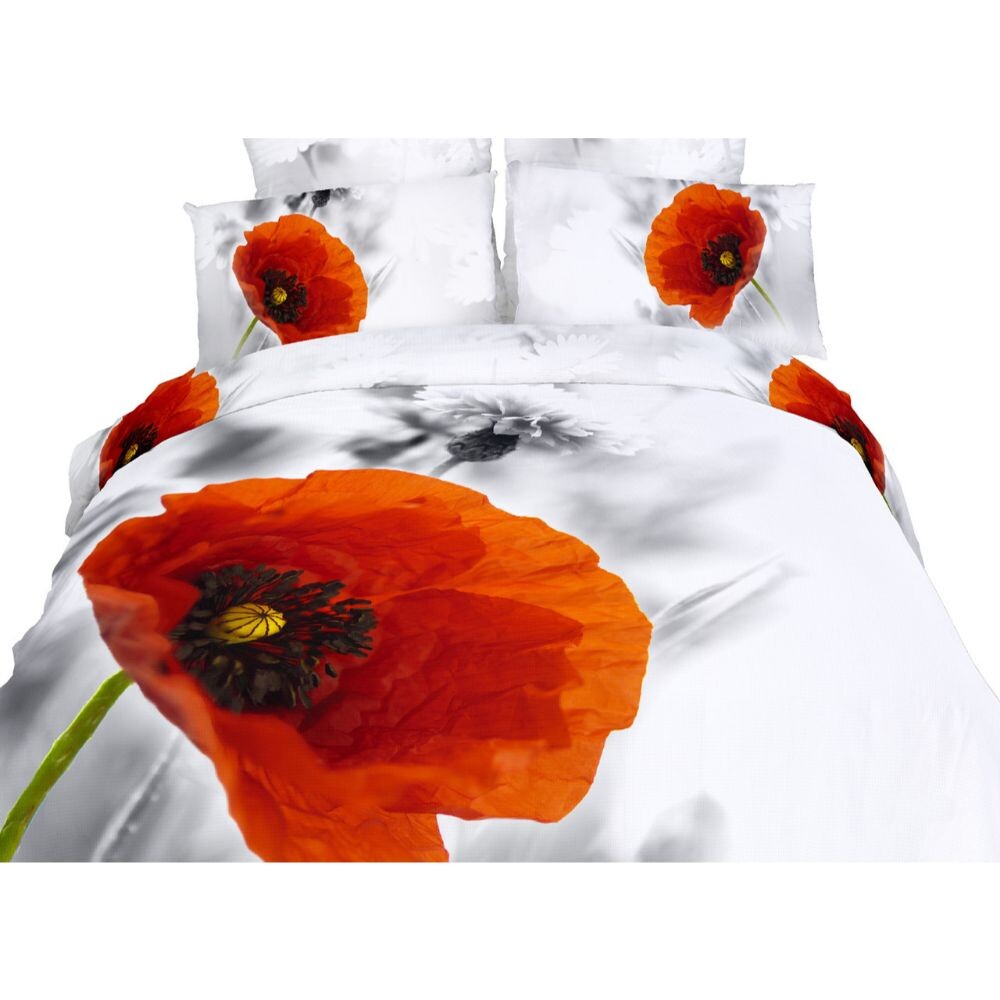 

Dolce Mela Комплект пододеяльников размера Twin, Маки, цвет White And Orange Black