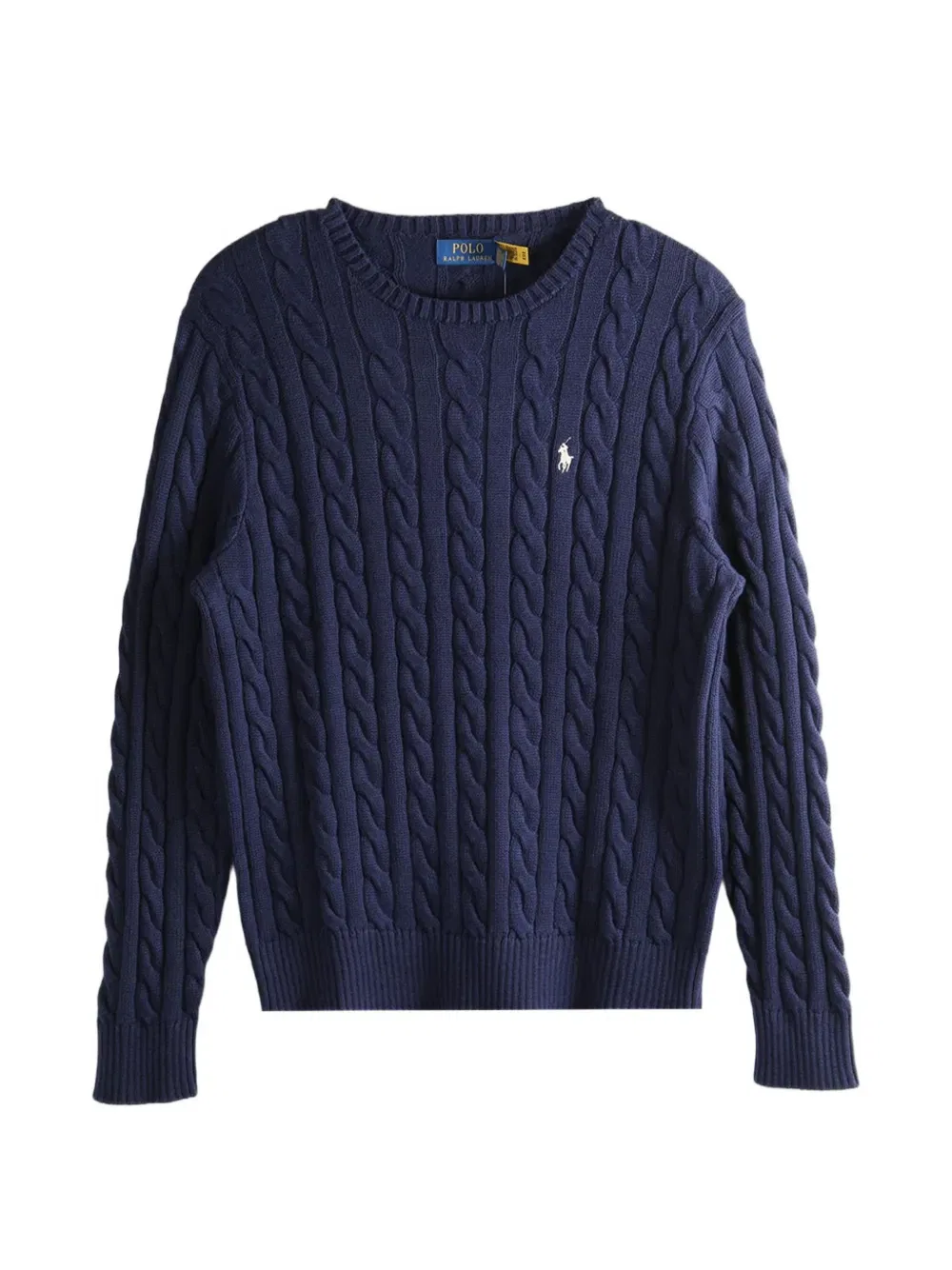 Свитер с круглым вырезом и косами Polo Ralph Lauren, синий