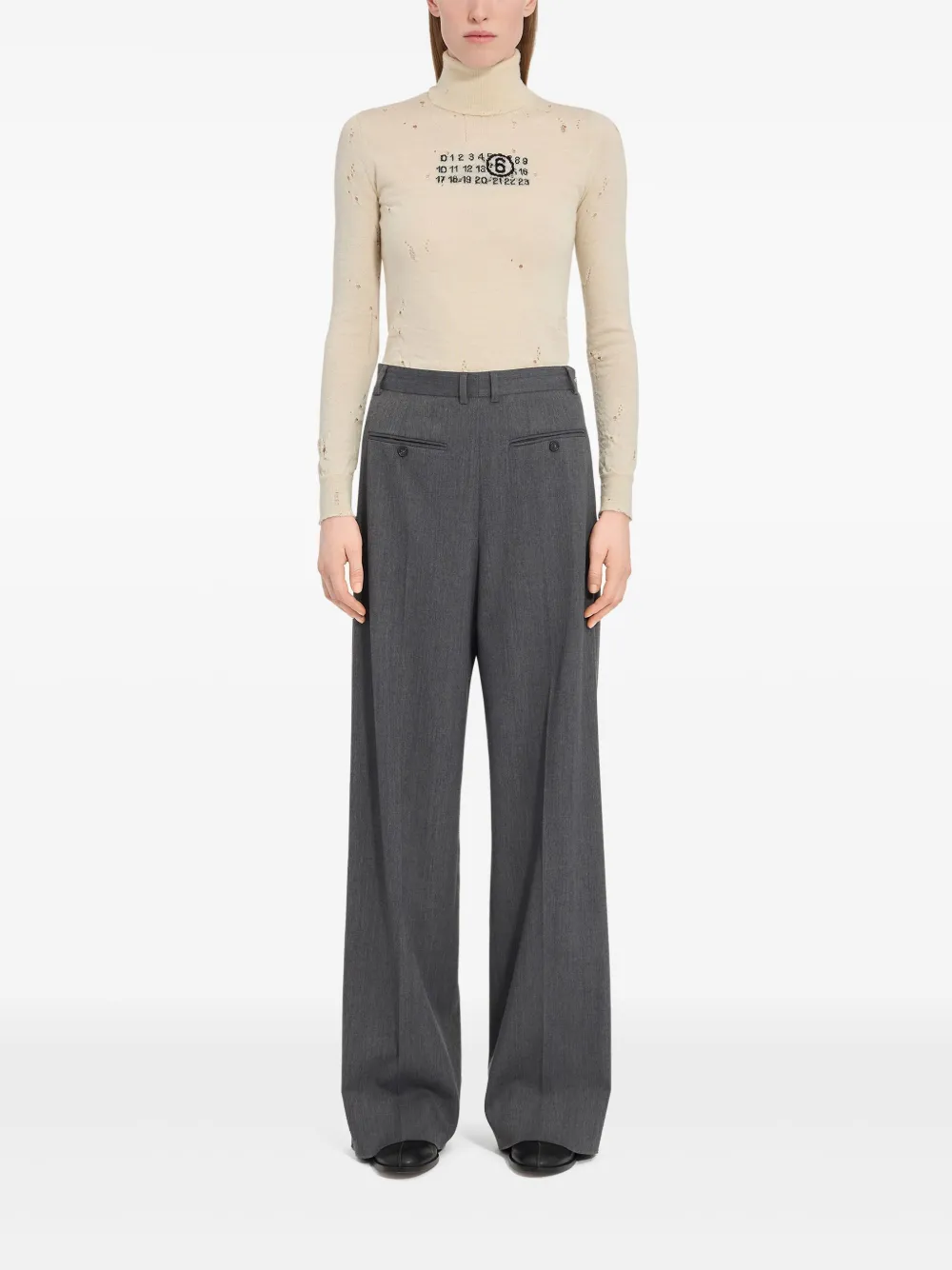 

Брюки с высокой талией MM6 Maison Margiela, серый