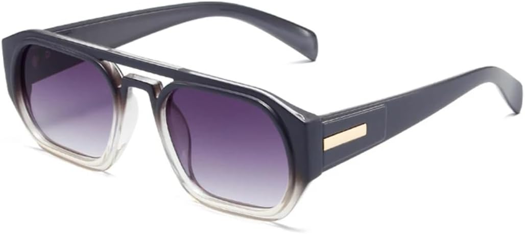 

Ретро солнцезащитные очки с двойными перемычками, многоугольные, женские, модные, зеленые и оранжевые, с защитой от УФ-излучения UV400, мужские, прозрачные с градиентом UUPTTPL, Grey Grey Gradient