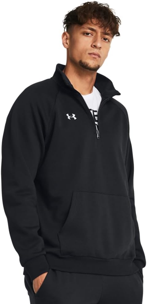 

Under Armour мужская флисовая толстовка Rival с молнией на четверть, (001) Black/White