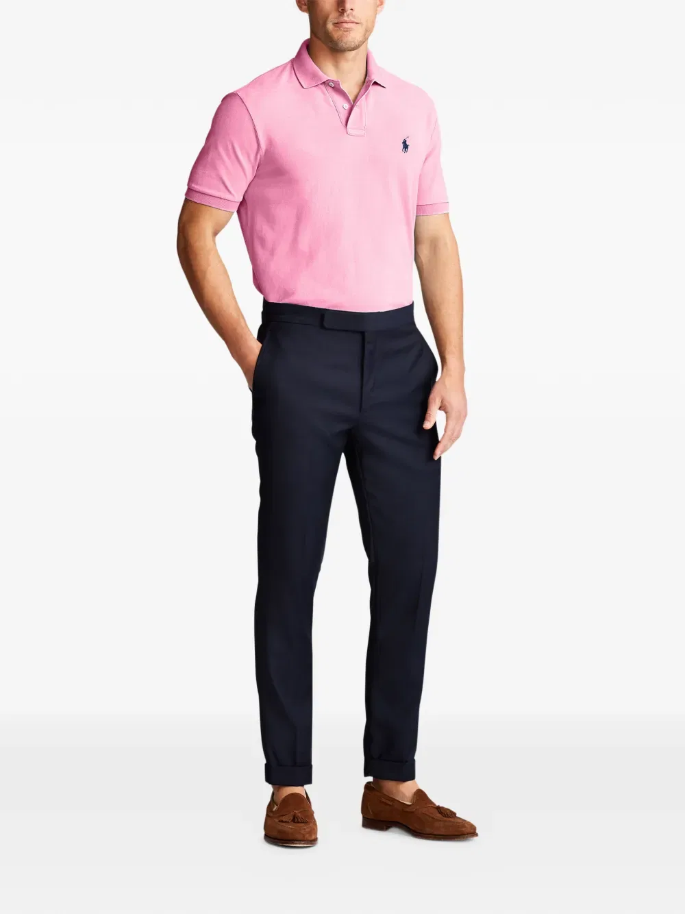 Поло с коротким рукавом и вышитым логотипом Polo Ralph Lauren, розовый — фото 2