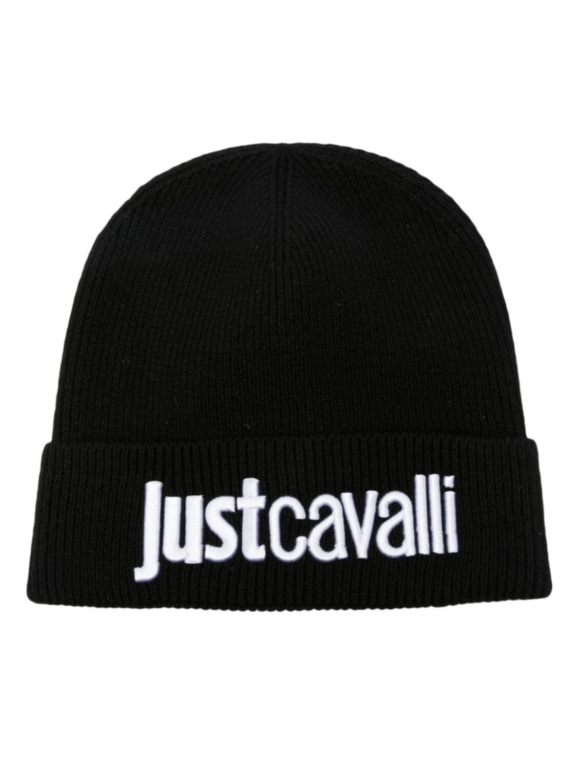 

Just Cavalli шапка бини в рубчик с вышитым логотипом, черный