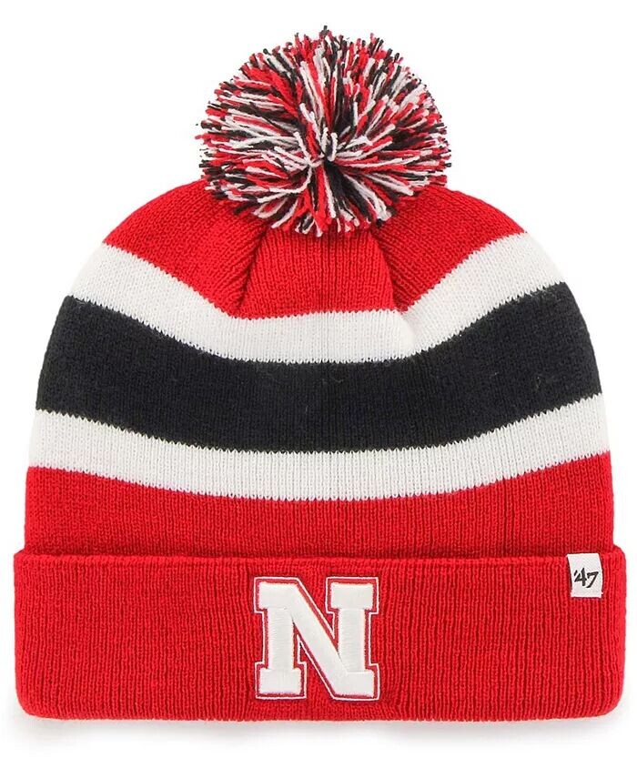 

Мужская вязаная шапка Scarlet Nebraska Huskers с манжетами и помпоном '47 Brand