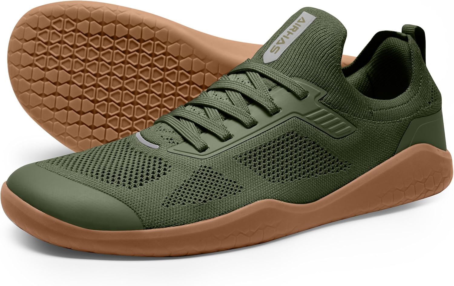 

Мужские кроссовки с нулевым перепадом, широкой носочной частью, минималистичные для тренировок в зале, становая тяга, кросс-тренинг Airhas, оливковый