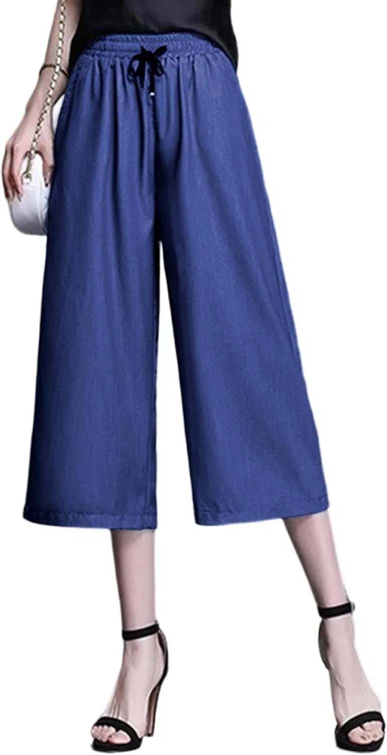 Джинсы женские свободные кроп, Dark Blue