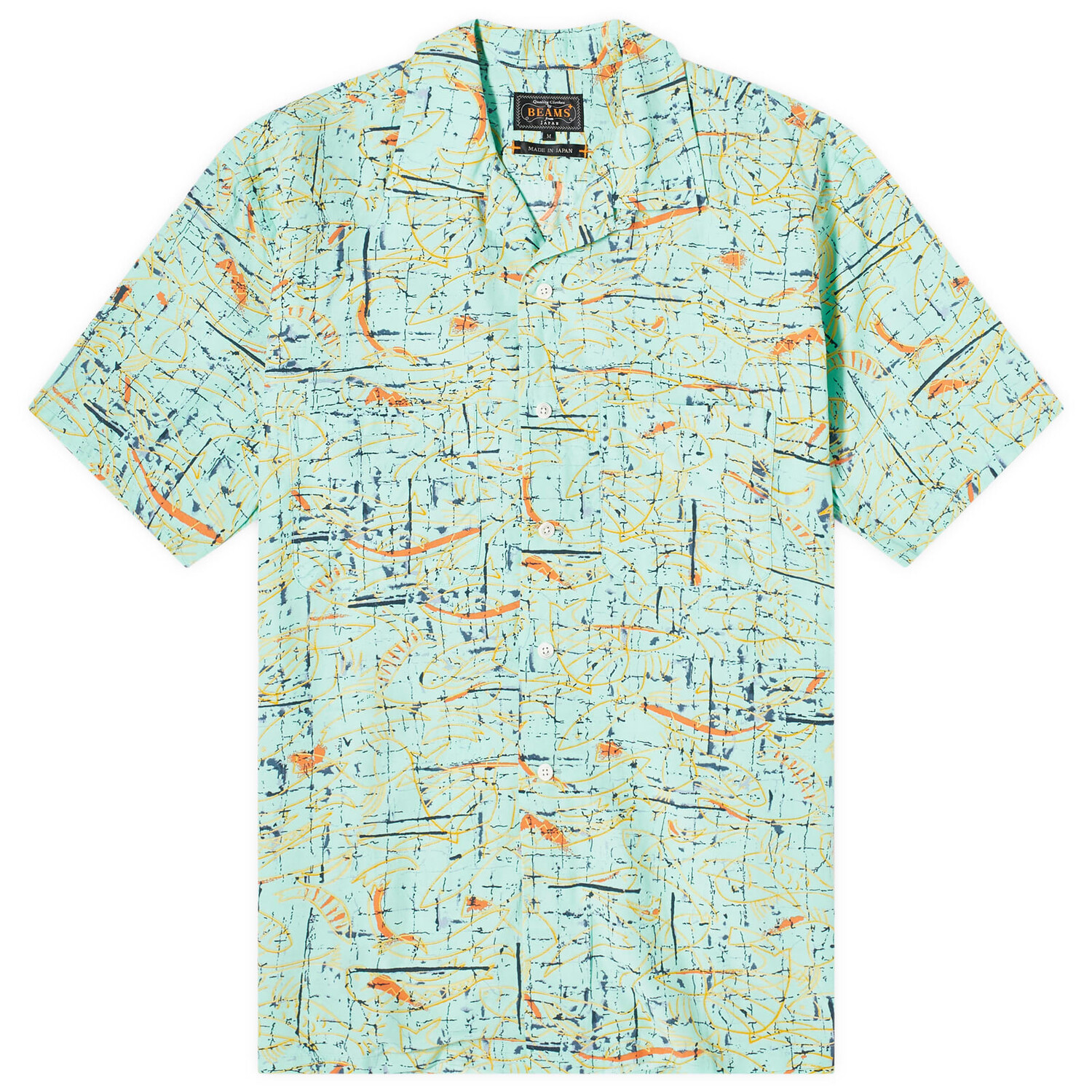 

Рубашка Beams Plus Open Collar Rayon Print Shirt, цвет Mint Green