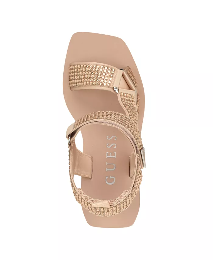 Женские босоножки-платформы Dawsin с ремешками и стразами GUESS, белый — фото 4