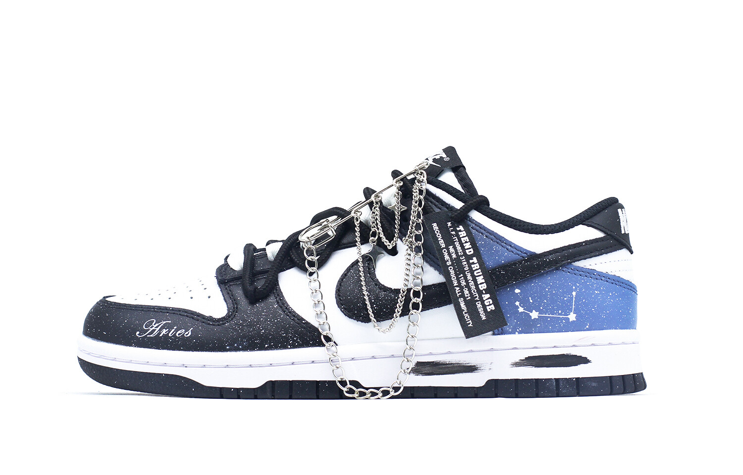 

Кроссовки Nike Dunk Skateboarding Shoes Women's Low-top Black/white/blue, синий