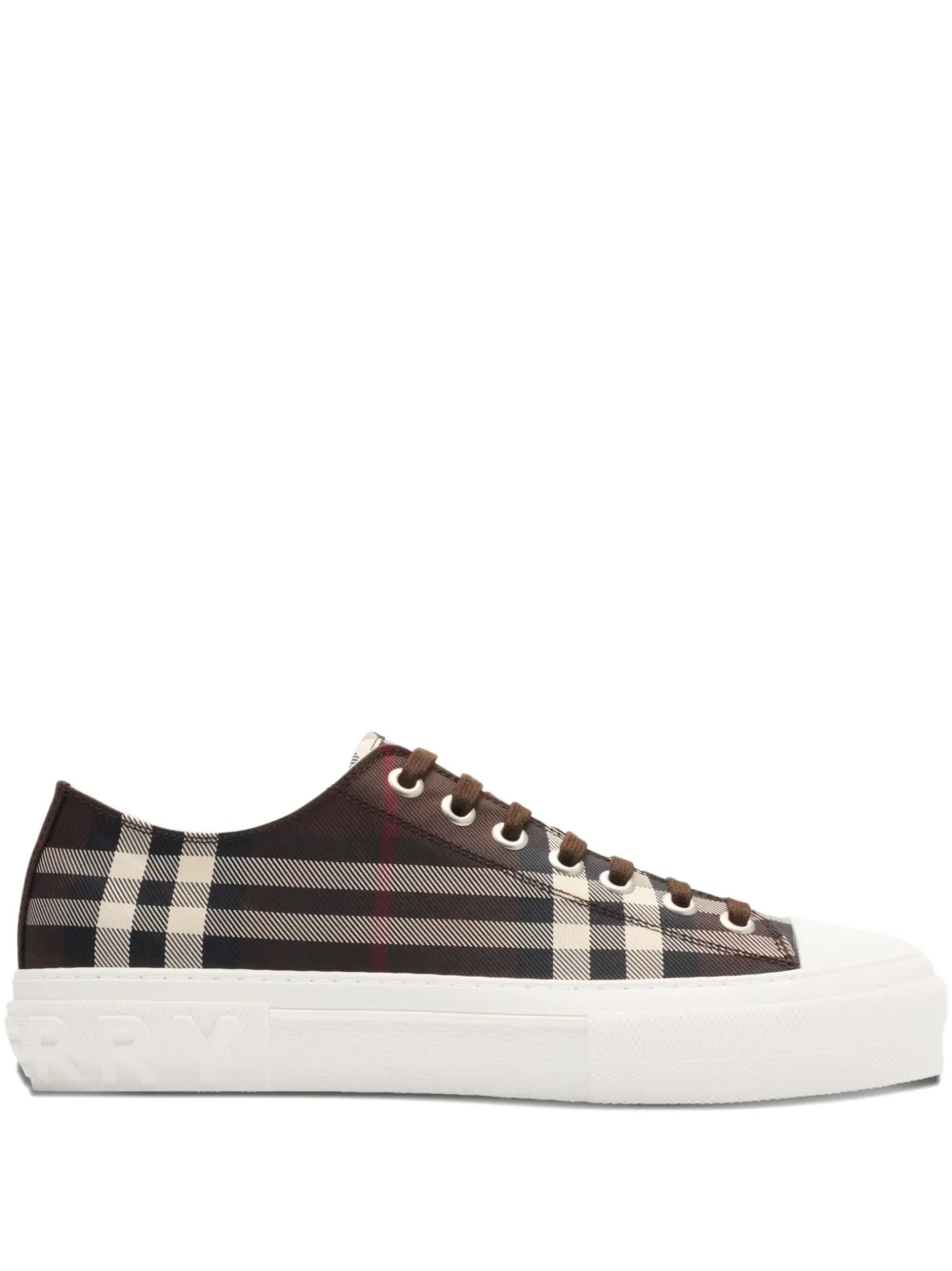 

Клетчатые кеды на шнуровке BURBERRY, коричневый