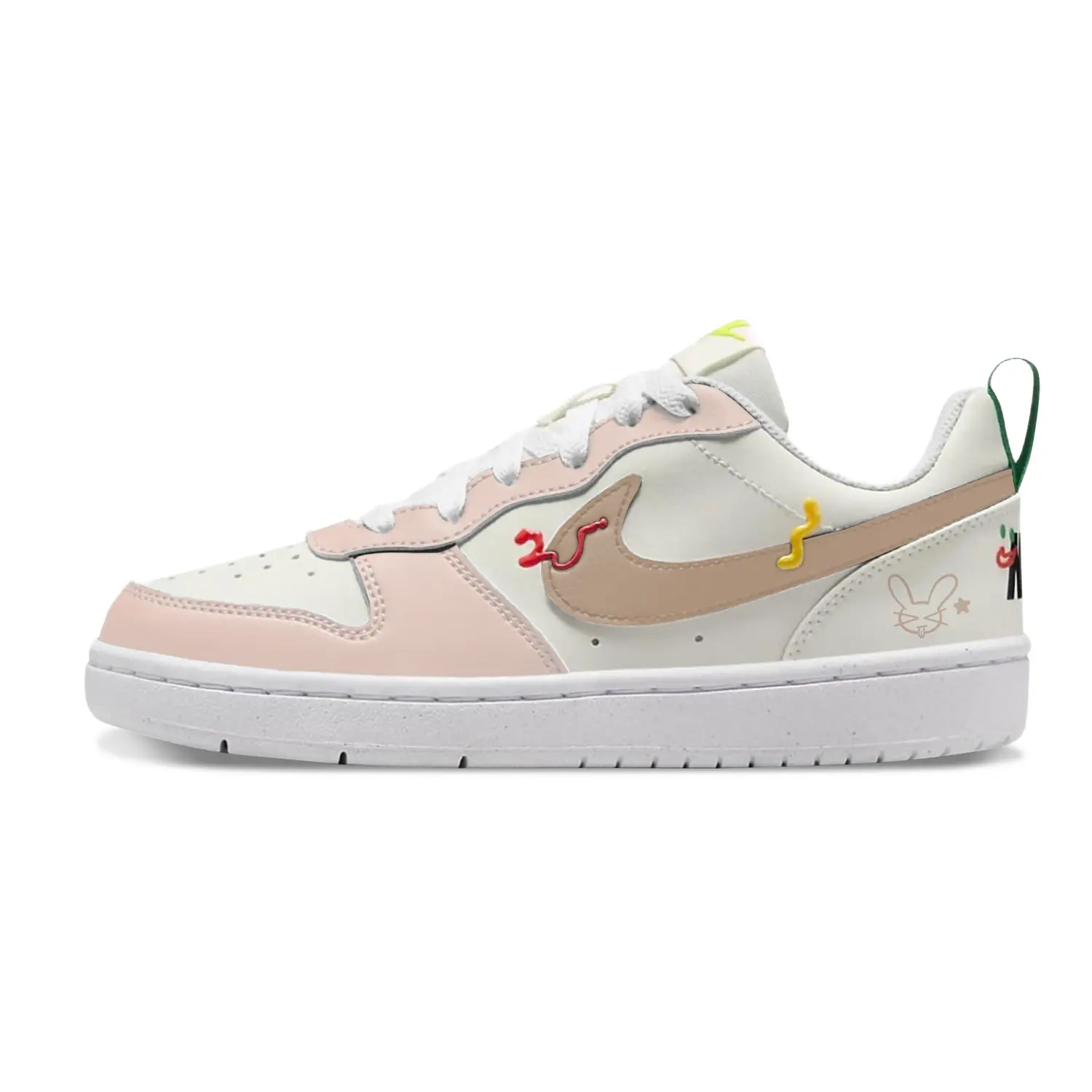 

Кроссовки Court Borough Cute Rabbit Delivery Person с нескользящей подошвой для детей и подростков Nike, розовый
