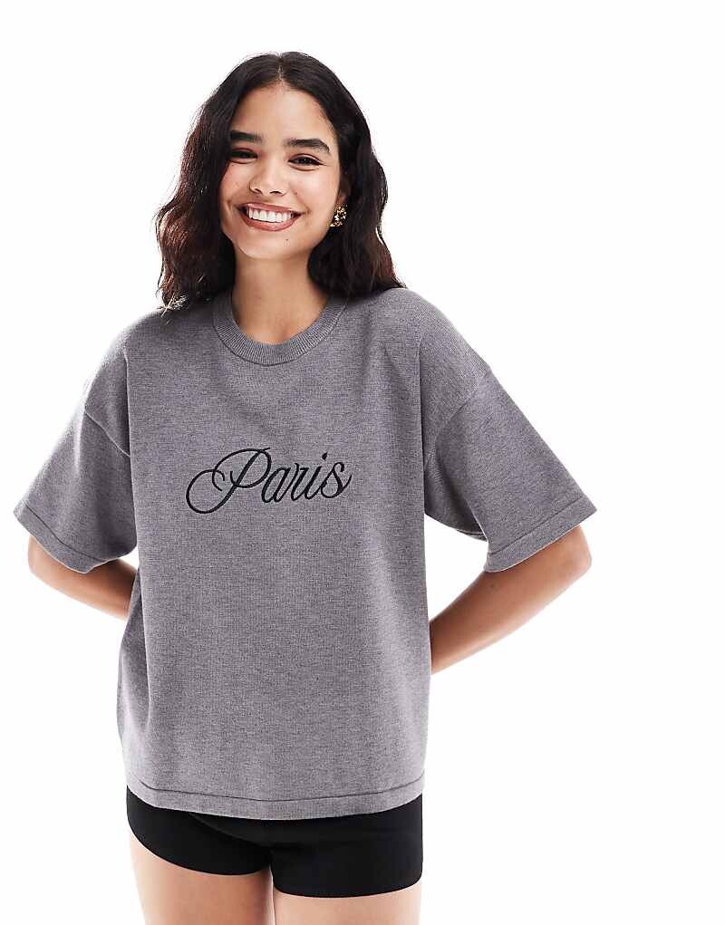 

4th & Reckless – Серая трикотажная футболка с логотипом Paris