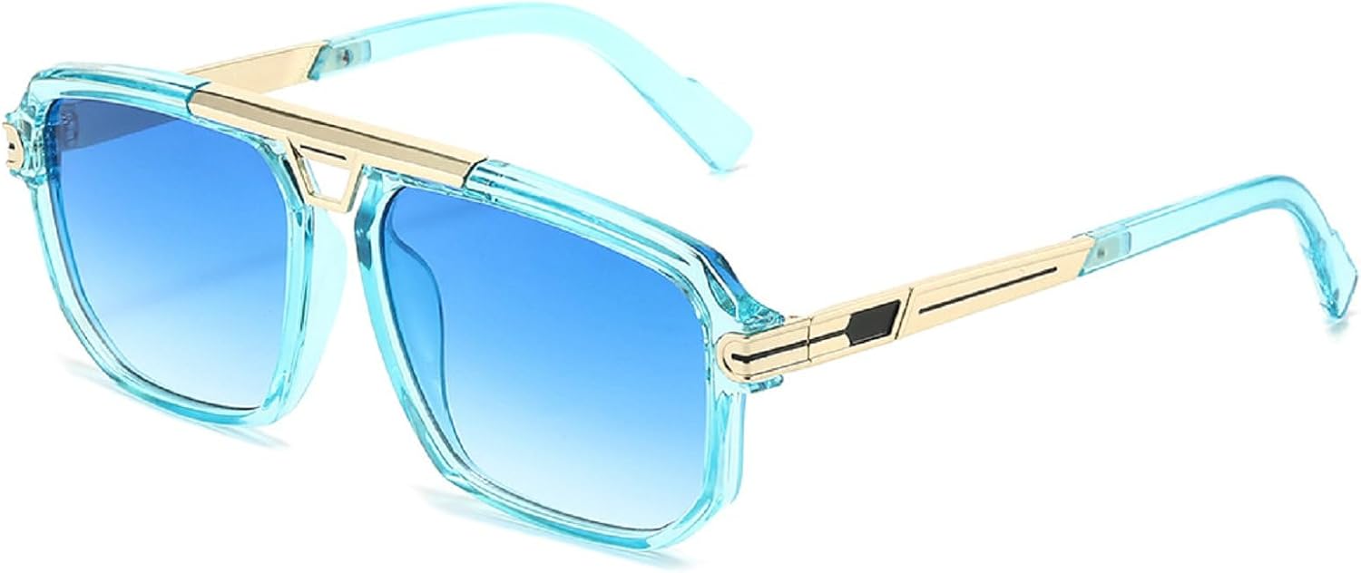 

Популярные модные квадратные мужские солнцезащитные очки-пилот в стиле ретро 70-х, дизайнерские, с прозрачными градиентными линзами, защита от УФ-излучения UV400, женские солнцезащитные очки в стиле панк mincl, Blue