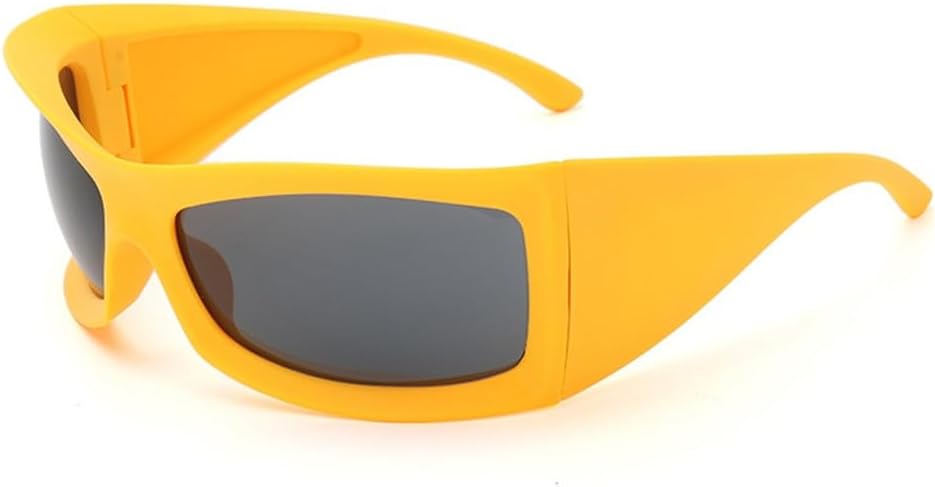 

Большие солнцезащитные очки для женщин, панк-солнцезащитные очки для мужчин, очки в стиле стритвеар, очки для активного отдыха и спорта для мужчин HDUBFY, C4 Yellow Gray