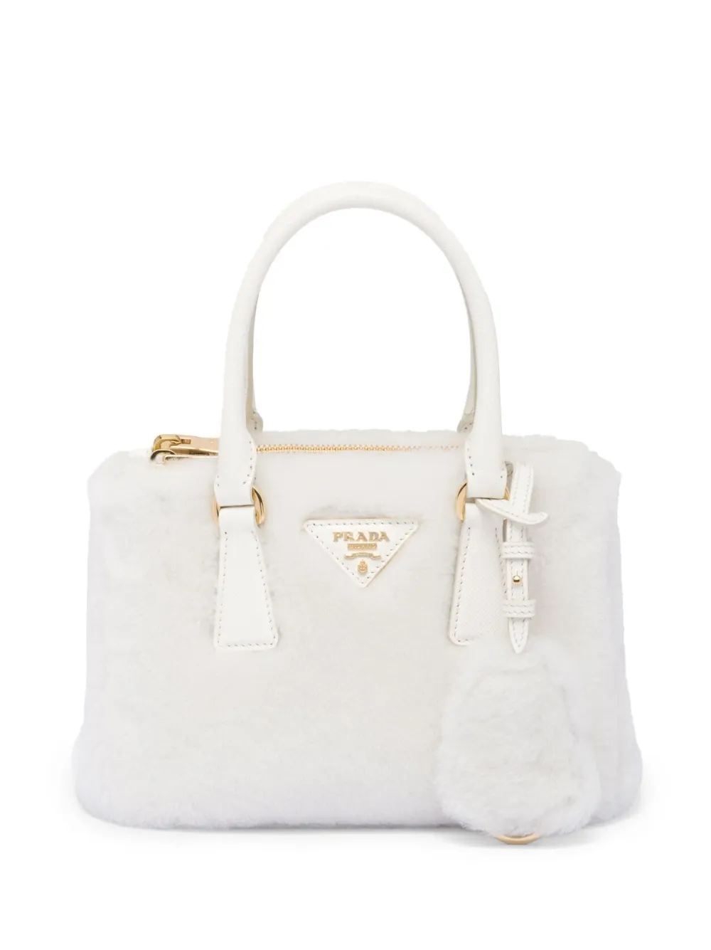

Мини-сумка Galleria из овчины Prada, белый