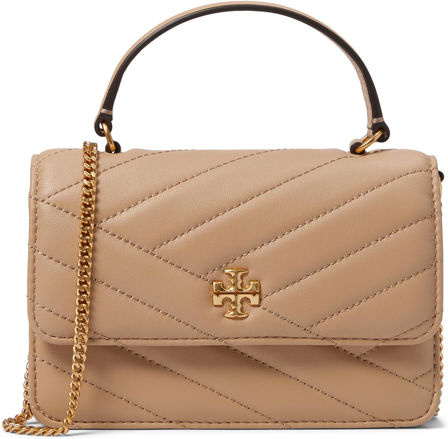 

Сумка кросс-боди Tory Burch Kira Chevron Mini Top-Handle Chain Wallet, цвет Desert Dune