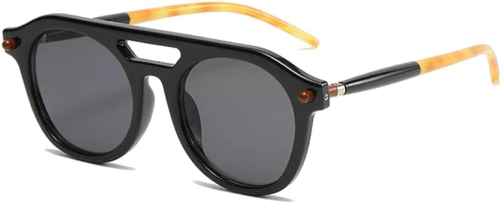 

Солнцезащитные очки для мужчин и женщин - защита UV400 - двойная перемычка, заклепки, градиентные линзы, для занятий спортом на открытом воздухе и вождения DSVIGF, Black Gray