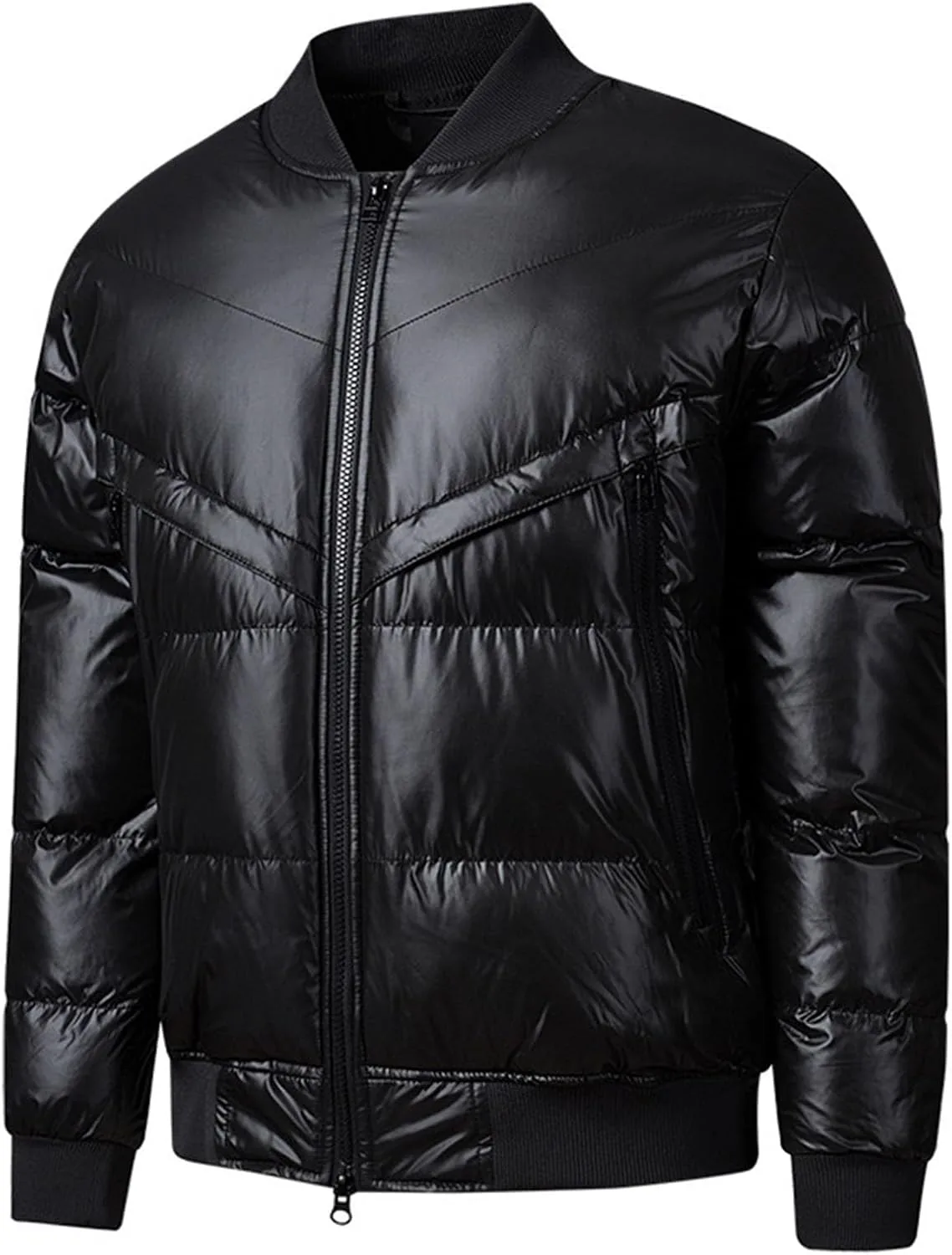 Мужская пуховик Outdoor Waterproof Thermal down куртка зимняя легкая утепленная стеганая куртка без капюшона Generic, черный