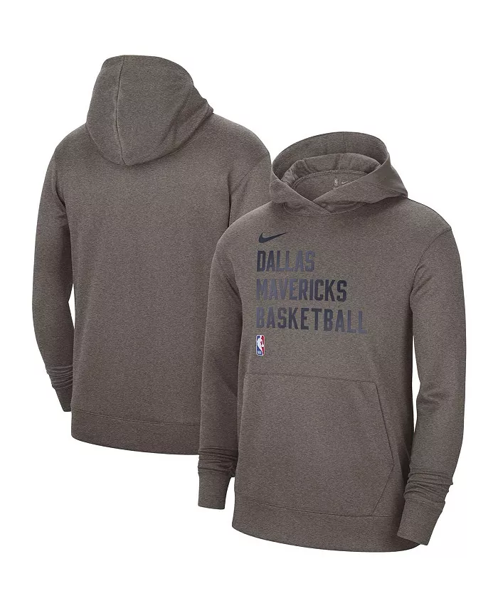 Мужская и женская оливково-серая толстовка с капюшоном Dallas Mavericks для тренировок на площадке Performance Spotlight сезона 2023/24 Nike — фото 2