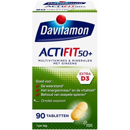 

Davitamon Actifit 50+ с женьшенем - мультивитамины для людей старше 50 лет - 90 таблеток - диетическая добавка